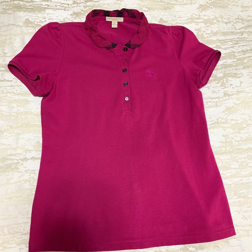 Burberry fuchsia short sleeve polo
